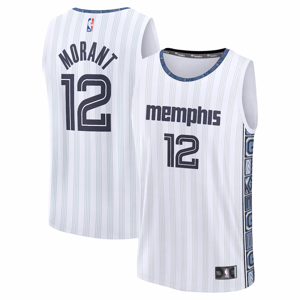 Men's Memphis Grizzlies Ja Morant Fanatics White 2025/26 City Edition Fast Break Jersey
