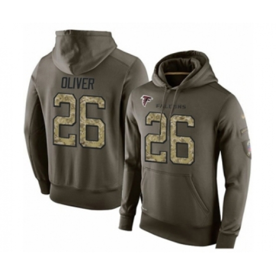Football Men's Atlanta Falcons #26 Isaiah Oliver Green Salute To Service Pullover Hoodie