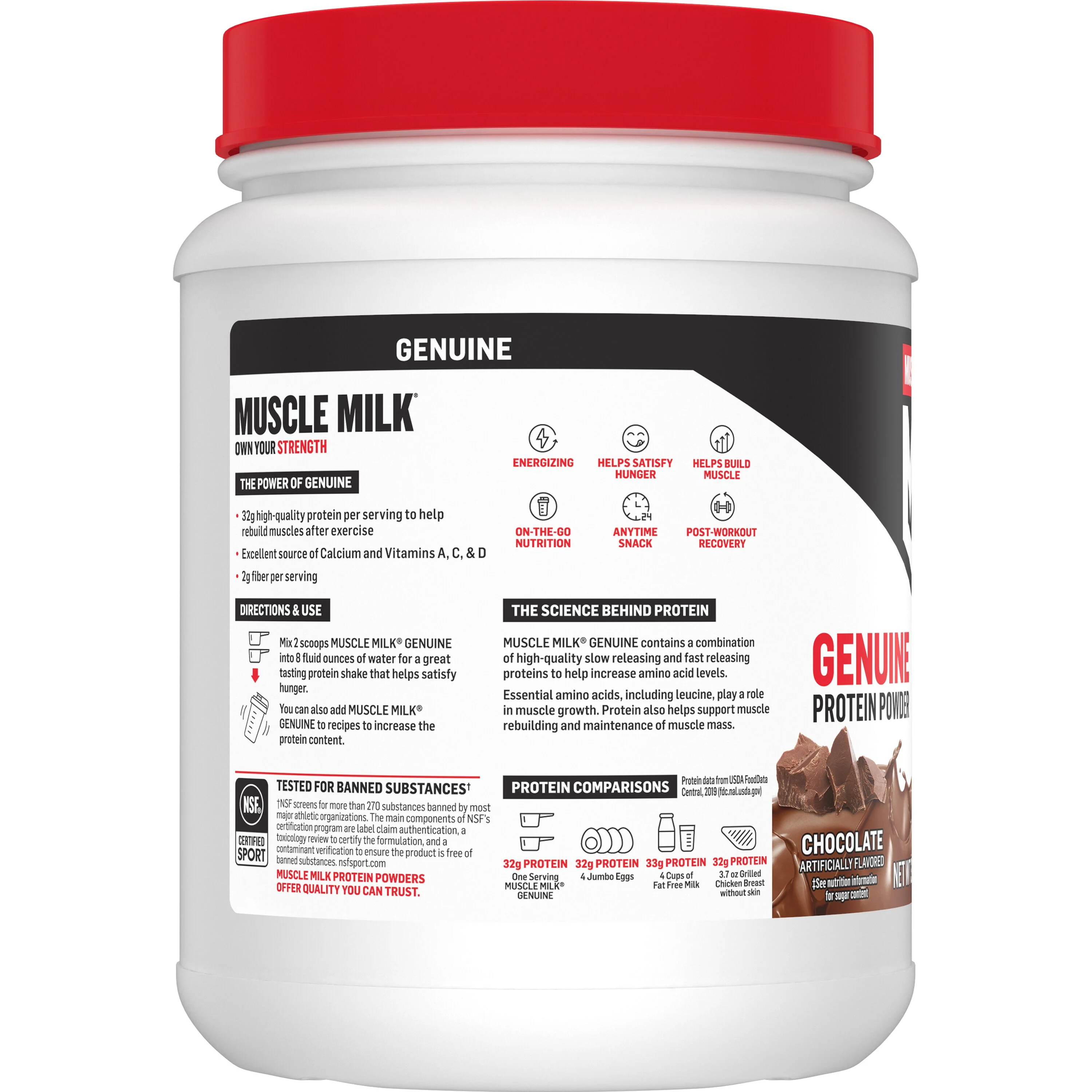 Muscle Milk Genuine Protein Powder, Chocolate, 1.93 Pound, 12 Servings - Curated Treasures Market
