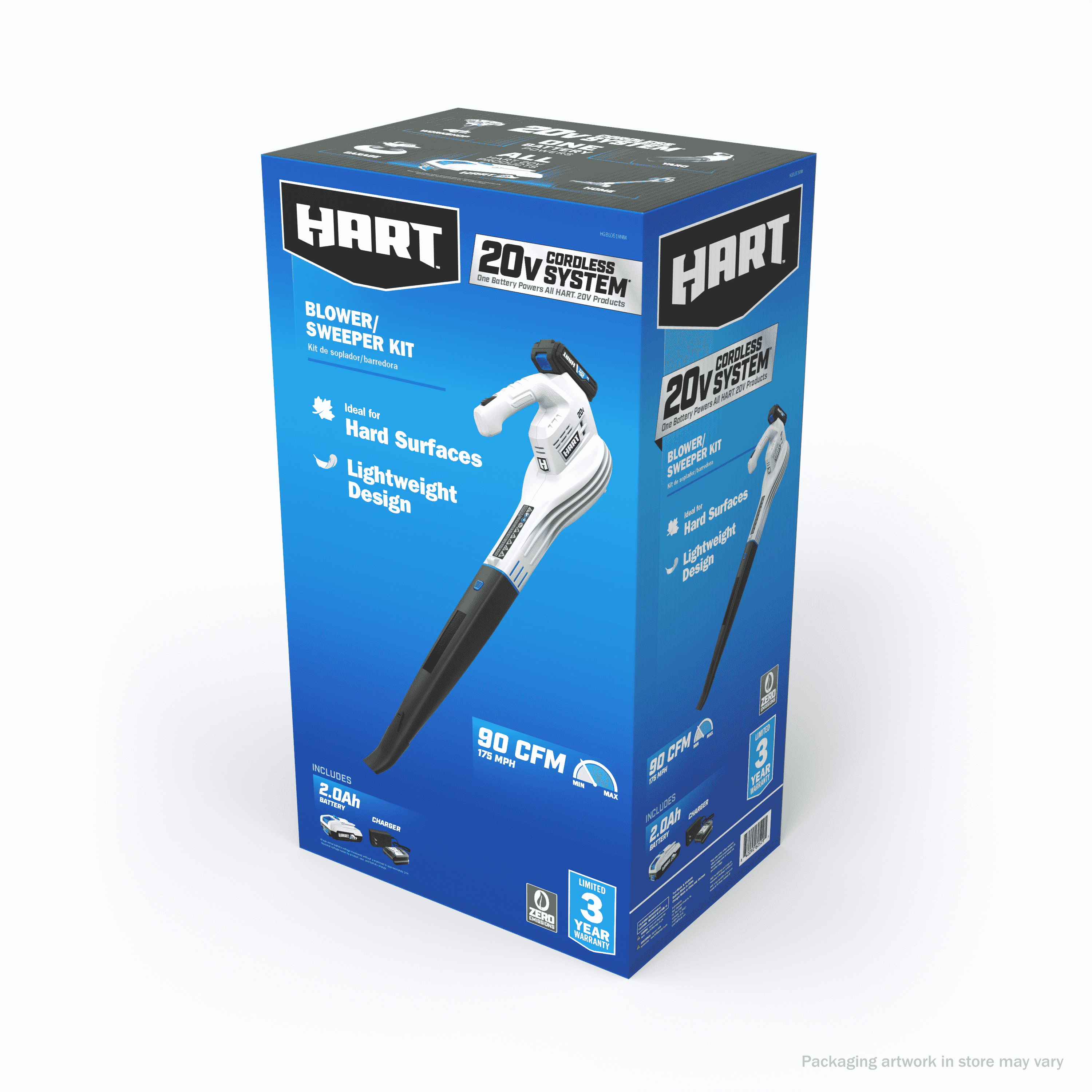 HART 20-Volt Cordless 90 CFM Centrifugal Blower, (1) 2.0 Ah Lithium-Ion Battery