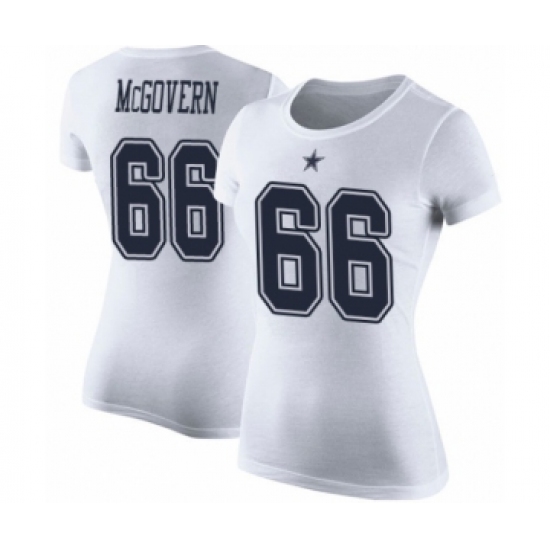 Football Women's Dallas Cowboys #66 Connor McGovern White Rush Pride Name & Number T-Shirt