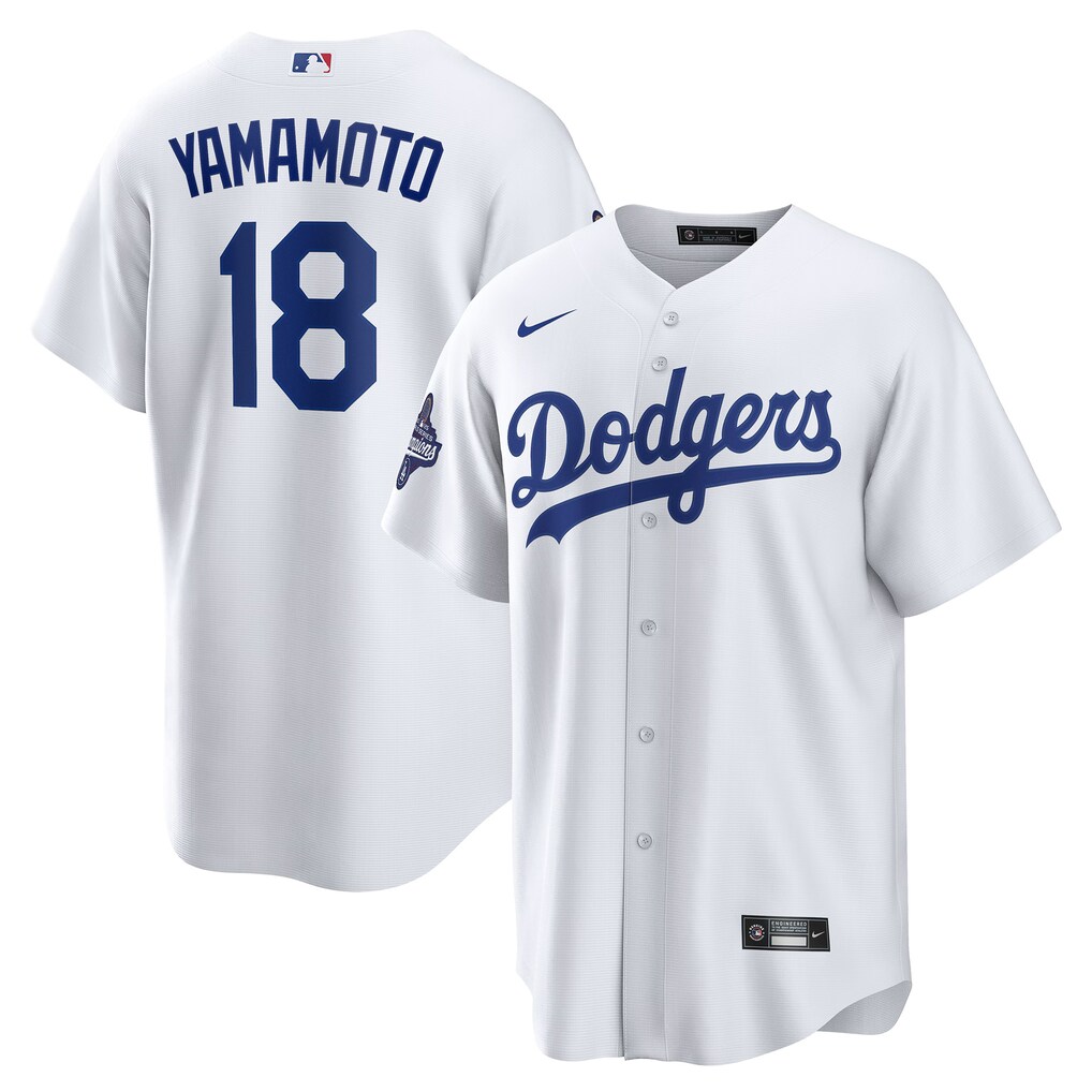 Men's Los Angeles Dodgers Yoshinobu Yamamoto Nike White 2025 World Series Champions Home Replica Jersey