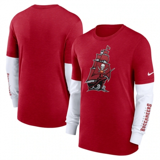 Men's Tampa Bay Buccaneers Heather Red Slub Fashion Long Sleeve T Shirt