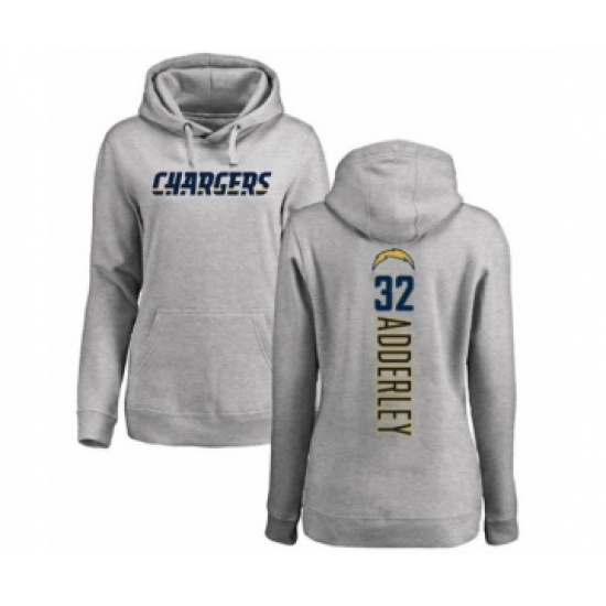 Football Women's Los Angeles Chargers #32 Nasir Adderley Ash Backer Pullover Hoodie