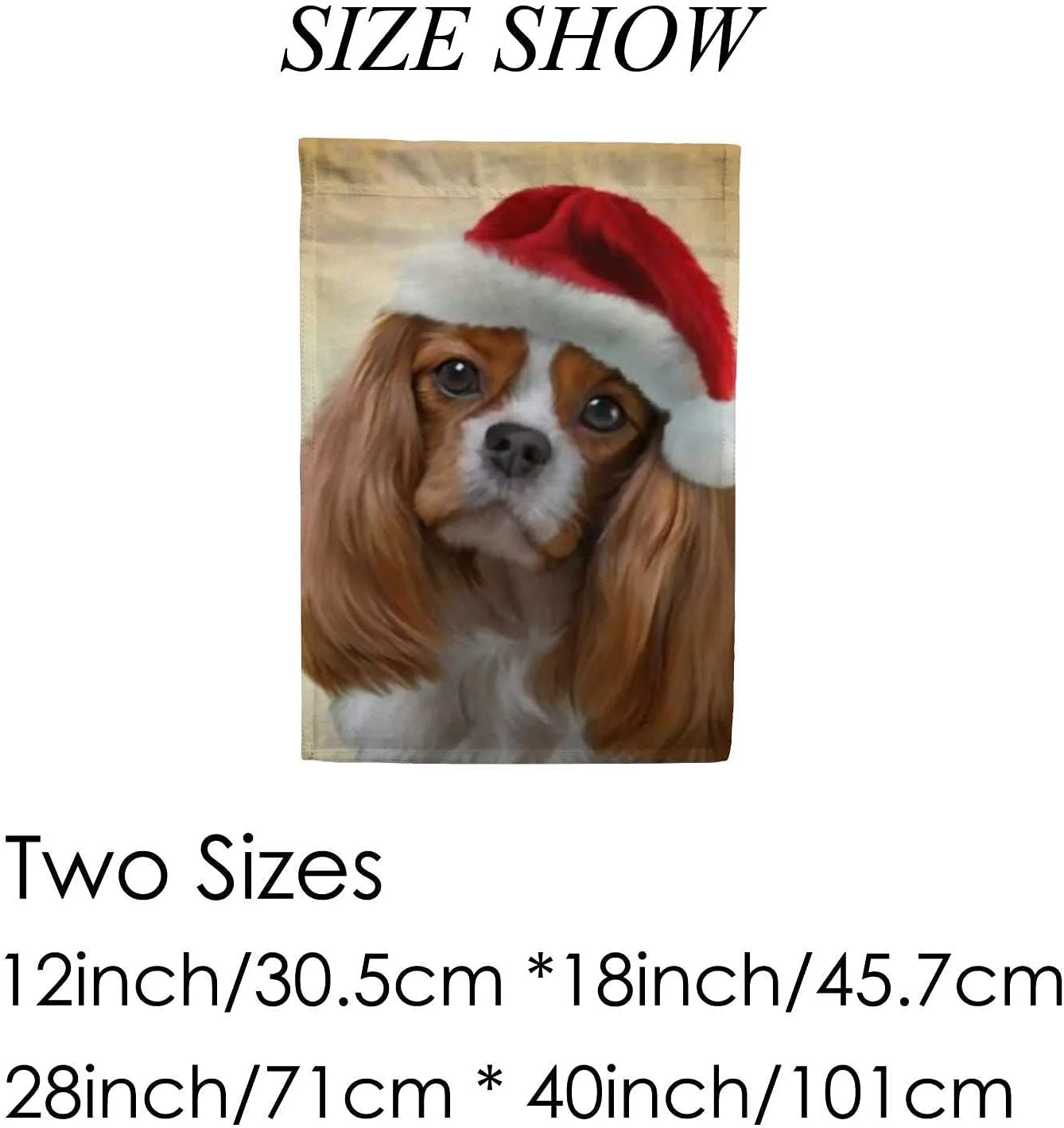 GZHJMY Cavalier King Charles Spaniel Wear Christmas Hat Double Side Print Garden House Sports Flag 28x40 in Polyester Decorative Flag Banner for Outside House Flowerpot Home Decoration Gift - Curated Treasures Market