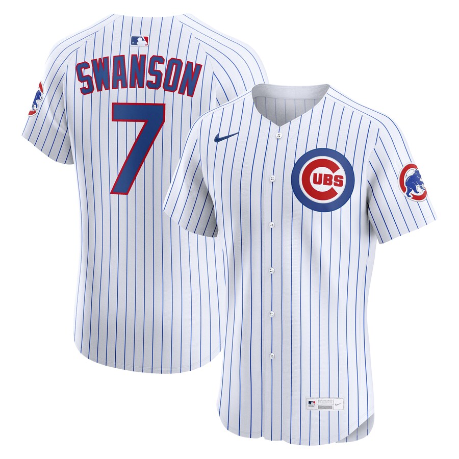 Men's Chicago Cubs Dansby Swanson Nike White Home Elite Jersey