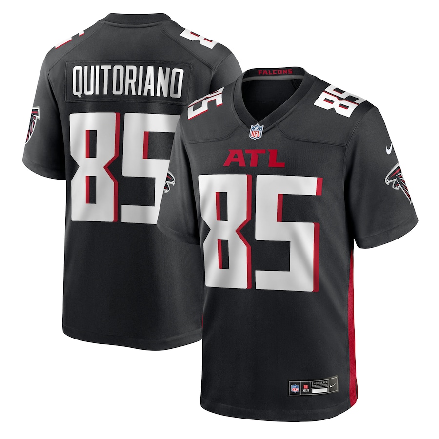 Men's Atlanta Falcons Teagan Quitoriano Nike Black Team Game Jersey