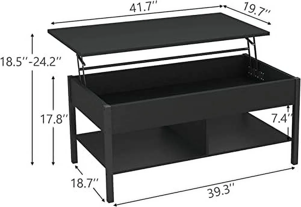 TQNJYGX Lift Top Coffee Table 3 in 1 Multi- with Hidden Compartment and   Wood Lifting Center Table Convertible Coffee Table to Dining Table for Living Room Home Office Reception (Brown) - Curated Treasures Market
