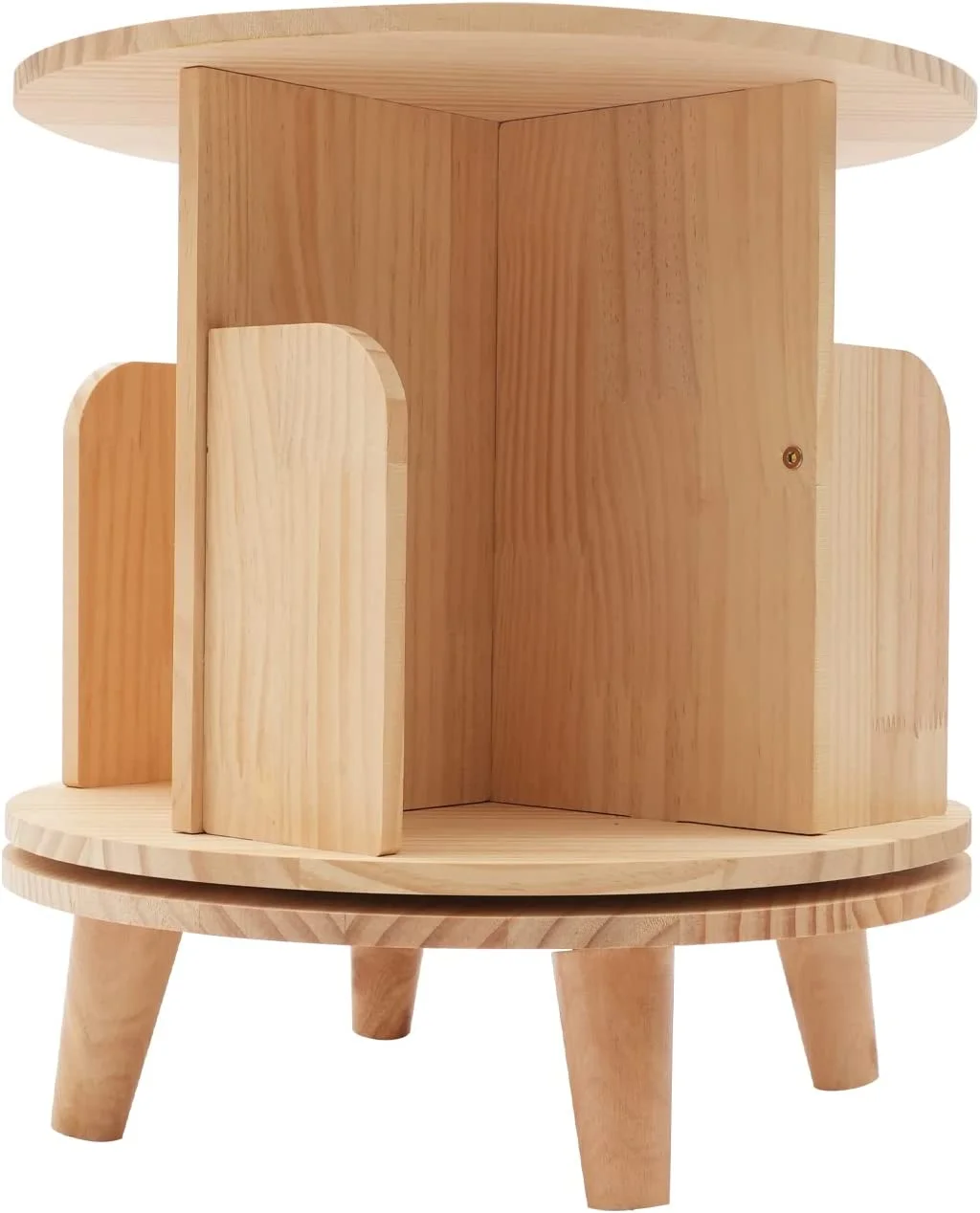 Fichiouy Wood 1 Tier Floor Standing 360 Rotating Bookshelf for Bedroom Living Room Office - Curated Treasures Market