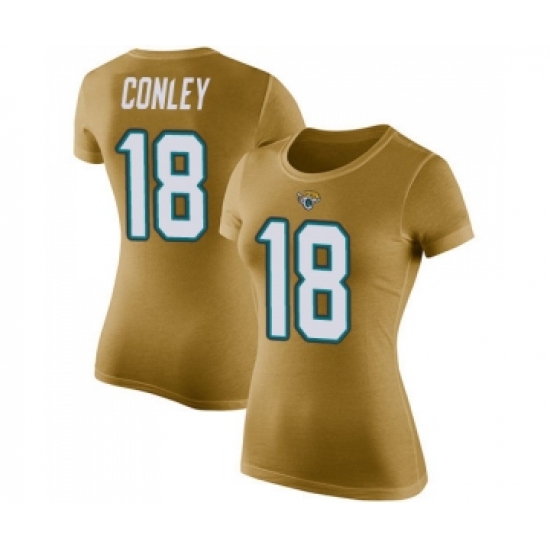 Football Women's Jacksonville Jaguars #18 Chris Conley Gold Rush Pride Name & Number T-Shirt
