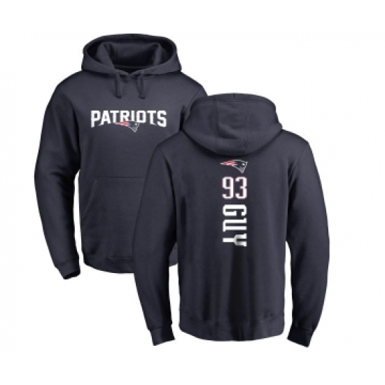 Football New England Patriots #93 Lawrence Guy Navy Blue Backer Pullover Hoodie