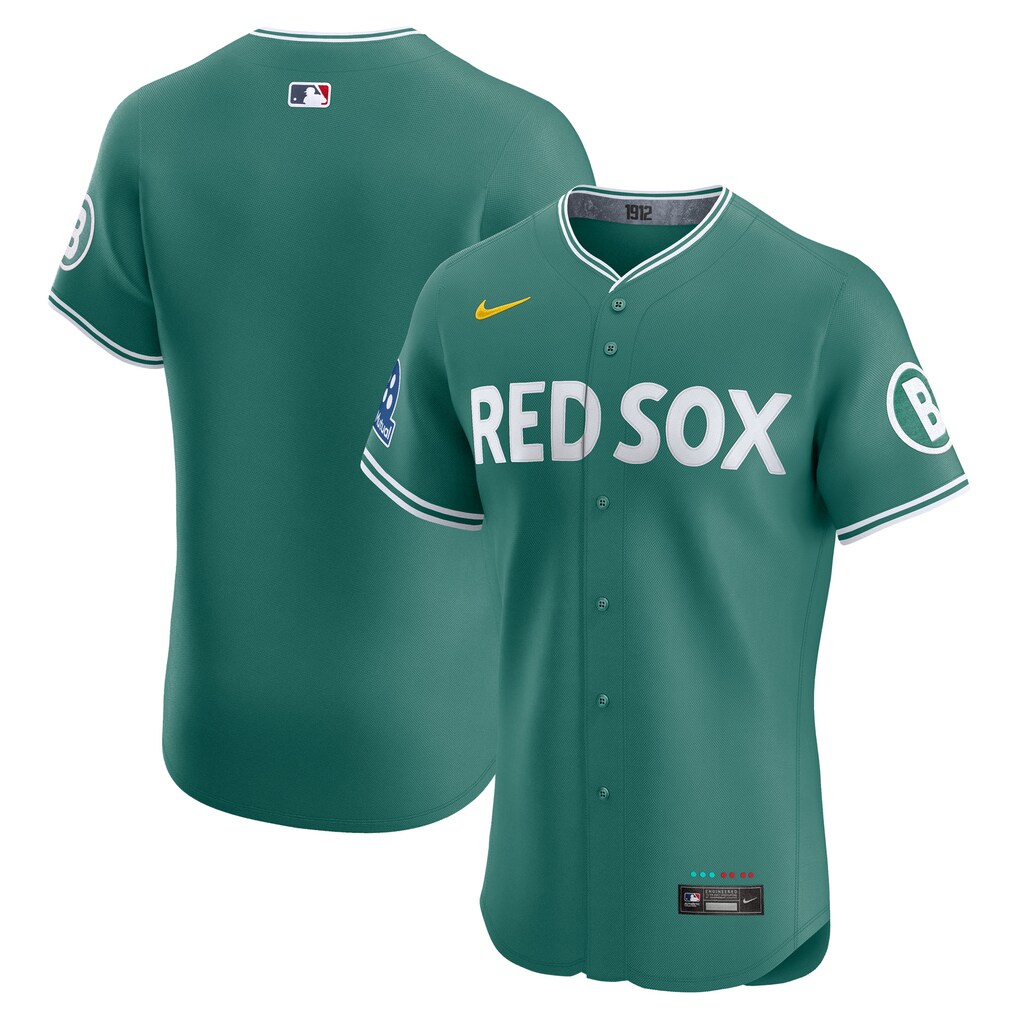 Men's Boston Red Sox  Nike Green 2025 City Connect Elite Jersey With Sponsor Patch