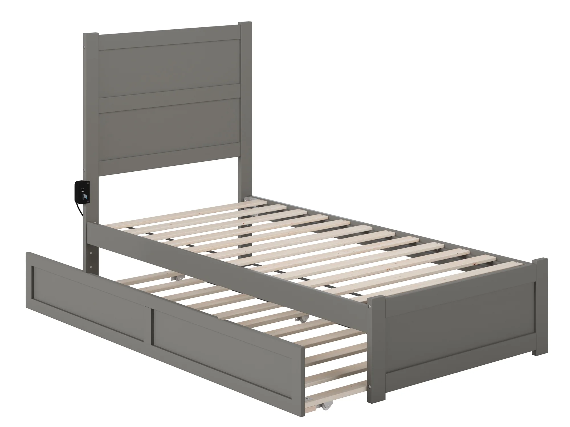 AFI NoHo Twin Wood Platform Bed with Headboard Footboard & Twin Trundle. Grey