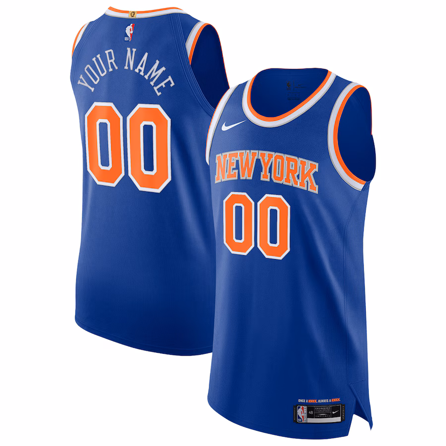 Men's New York Knicks Nike Blue Authentic Custom Jersey - Icon Edition