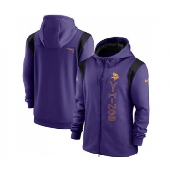 Men's Minnesota Vikings 2021 Purple Sideline Team Performance Full-Zip Hoodie