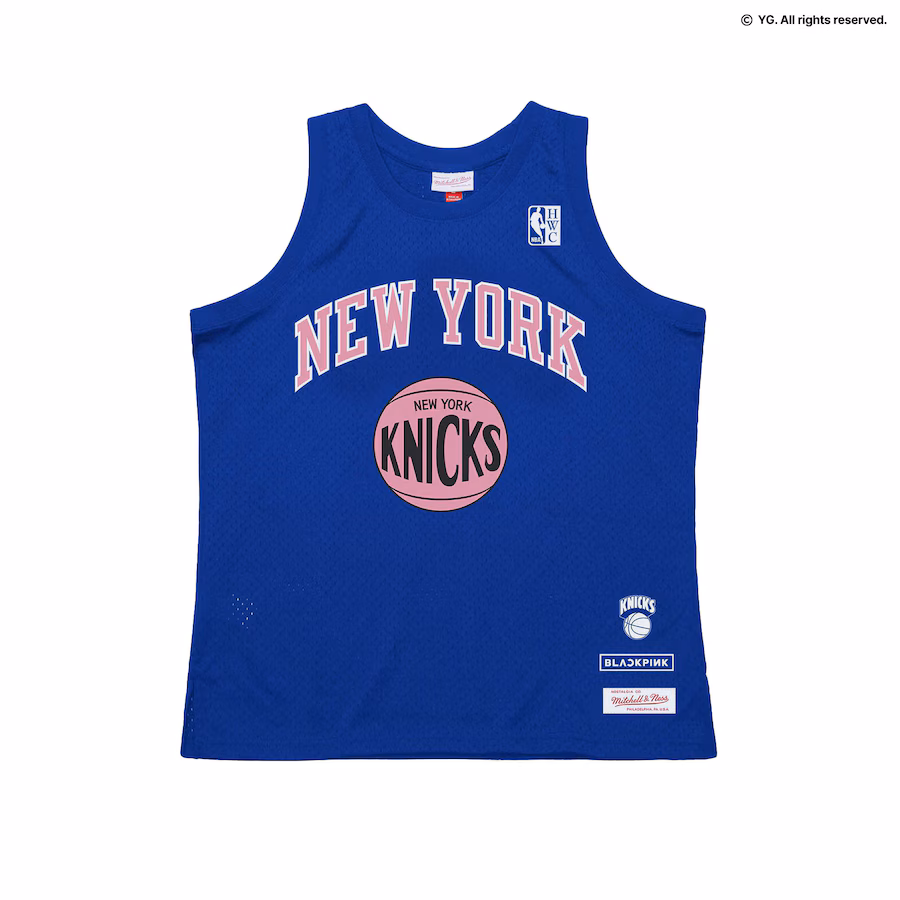 Men's New York Knicks Mitchell & Ness x BLACKPINK Blue Hardwood Classics Swingman Jersey - Limited Edition