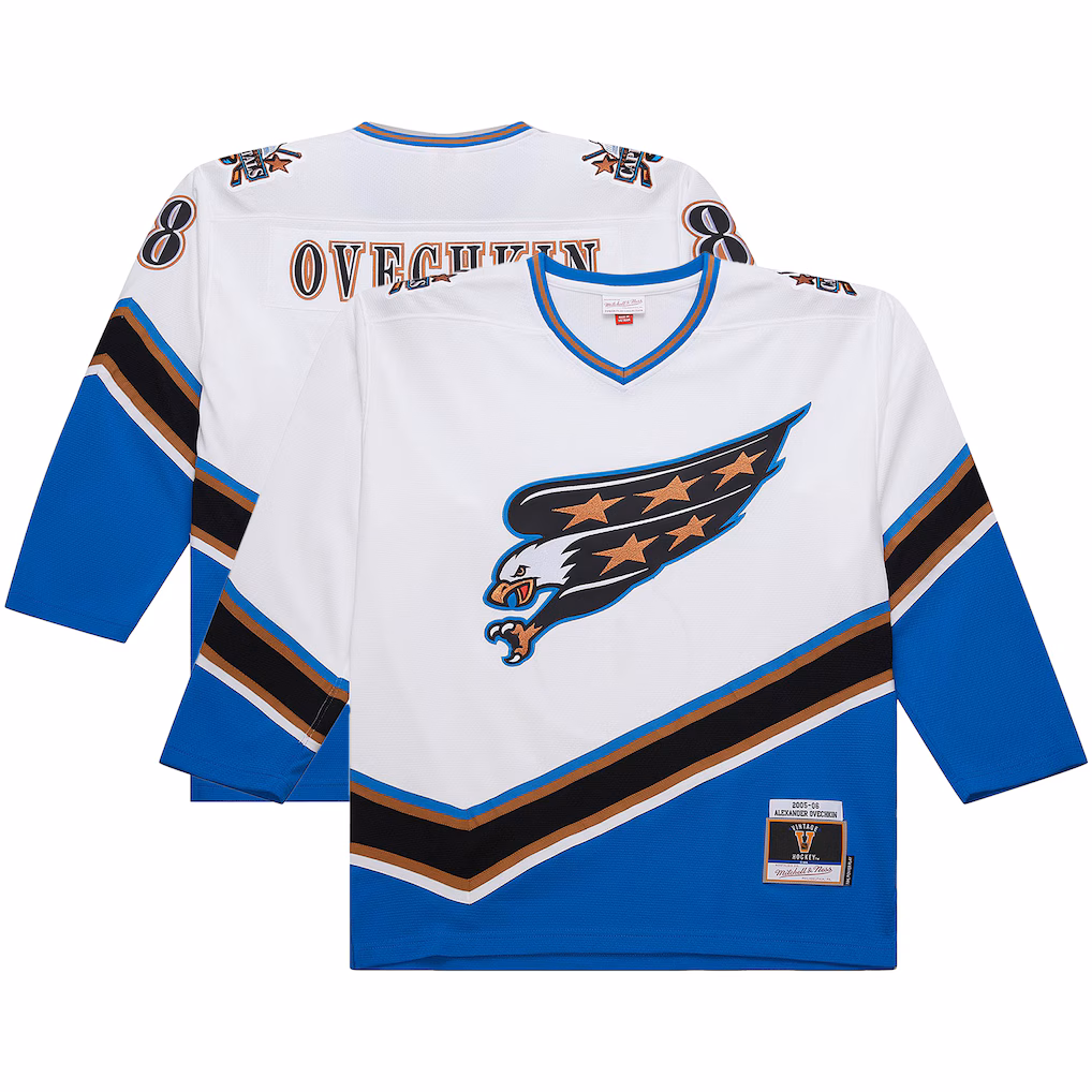 Men's Washington Capitals Alexander Ovechkin Mitchell & Ness White Big & Tall 2005/06 Power Play Jersey