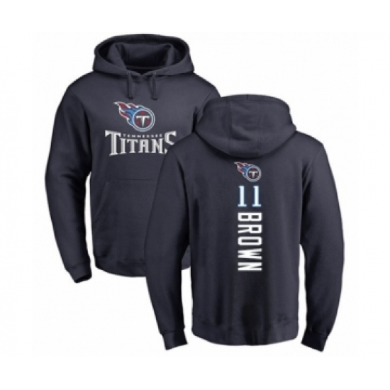 Football Tennessee Titans #11 A.J. Brown Navy Blue Backer Pullover Hoodie