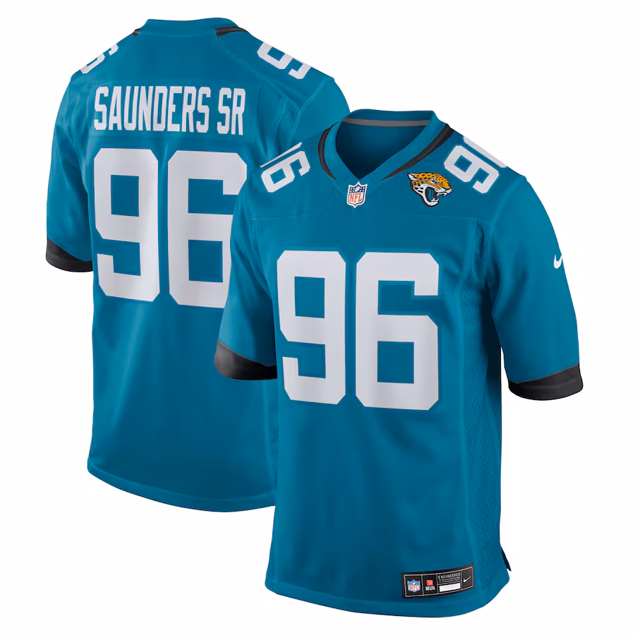 Men's Jacksonville Jaguars Khalen Saunders Nike Teal Team Game Jersey