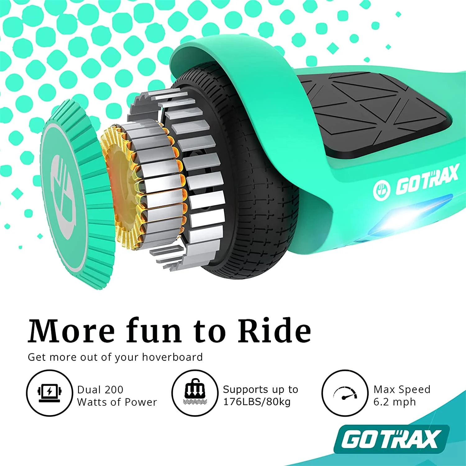 Gotrax Edge Hoverboard for Kids Adults, 6.5 Tires 6.2mph & 2.5 Miles Self Balancing Scooter, Black