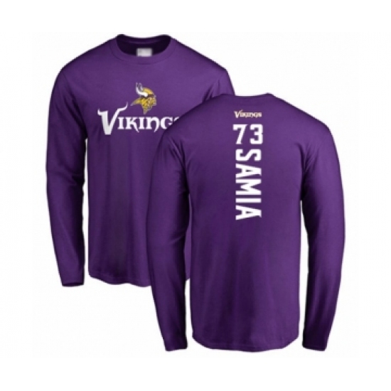 Football Minnesota Vikings #73 Dru Samia Purple Backer Long Sleeve T-Shirt