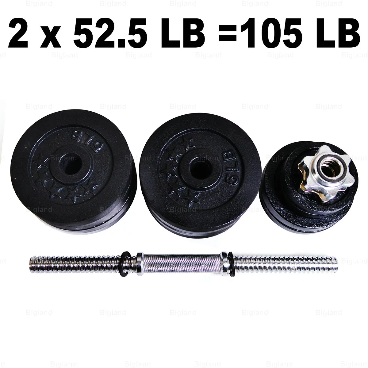 Full Metal Iron Adjustable Dumbbell Set 105 lbs Weight Pair Black