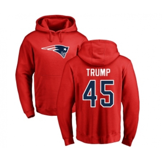 Football New England Patriots #45 Donald Trump Red Name & Number Logo Pullover Hoodie