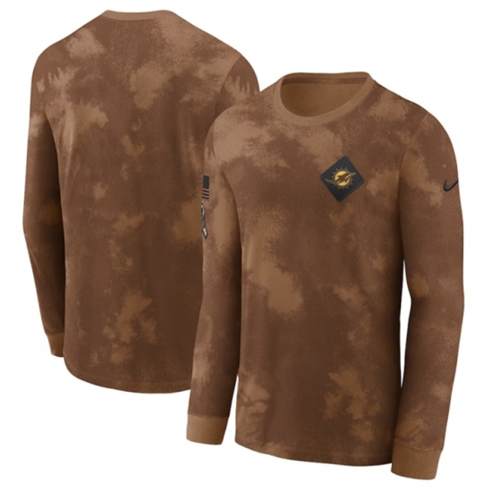 Men's Miami Dolphins Brown 2023 Salute To Service Long Sleeve T Shirt