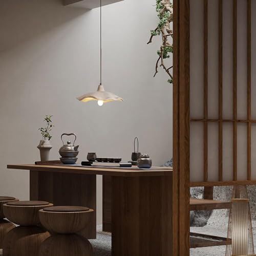 Concrete Lotus Flower Pendant Light Fixture Grey Cement Ceiling Hanging Lights Mid Century Modern Lighting Bedroom Chandelier Lamps for Nightstand Bedside Kitchen Island Dining Room(Size:Diamete