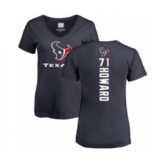 Football Women's Houston Texans #71 Tytus Howard Navy Blue Backer T-Shirt