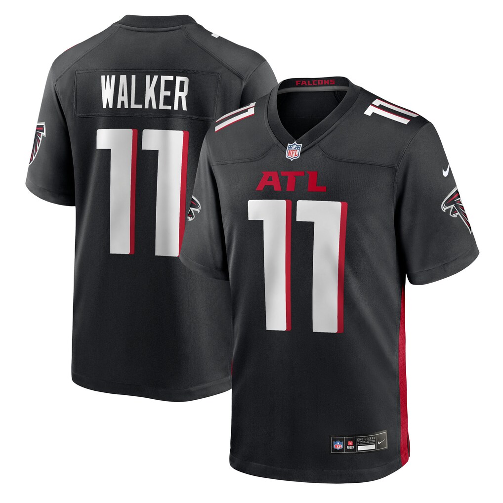 Men's Atlanta Falcons Jalon Walker Nike Black Team Game Jersey