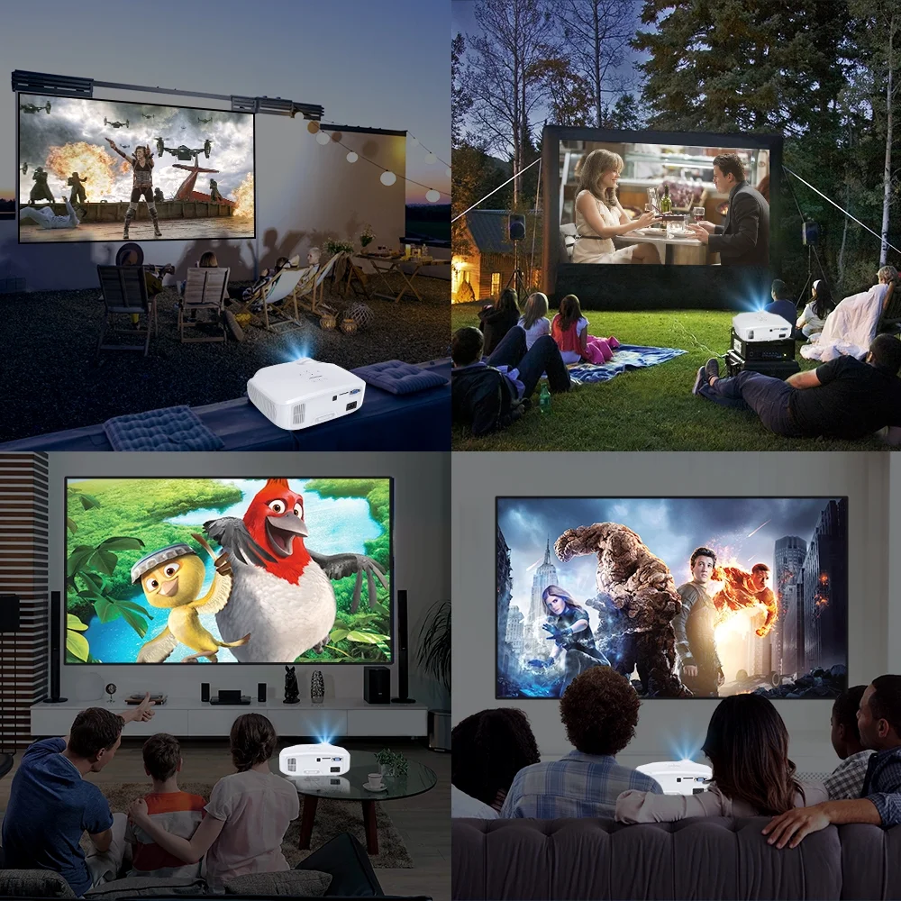 TOPVISION Mini Projector, 7500L Home Theater Video Projector, 1080P Full HD 250'' Display Supported, Compatible with HDMI, USB, VGA, TV Stick, PS4, White, 5 Pcs