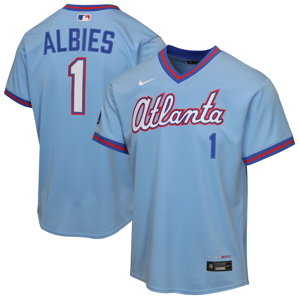 Youth Atlanta Braves Ozzie Albies Nike Powder Blue 2026 City Connect Stadium Jersey