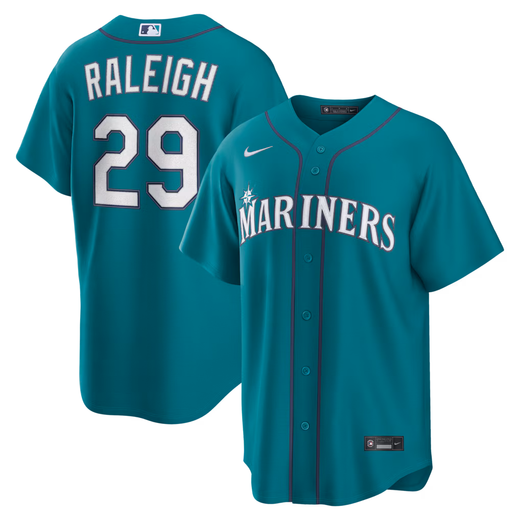 Men's Seattle Mariners Cal Raleigh Nike Teal Alternate Replica Jersey