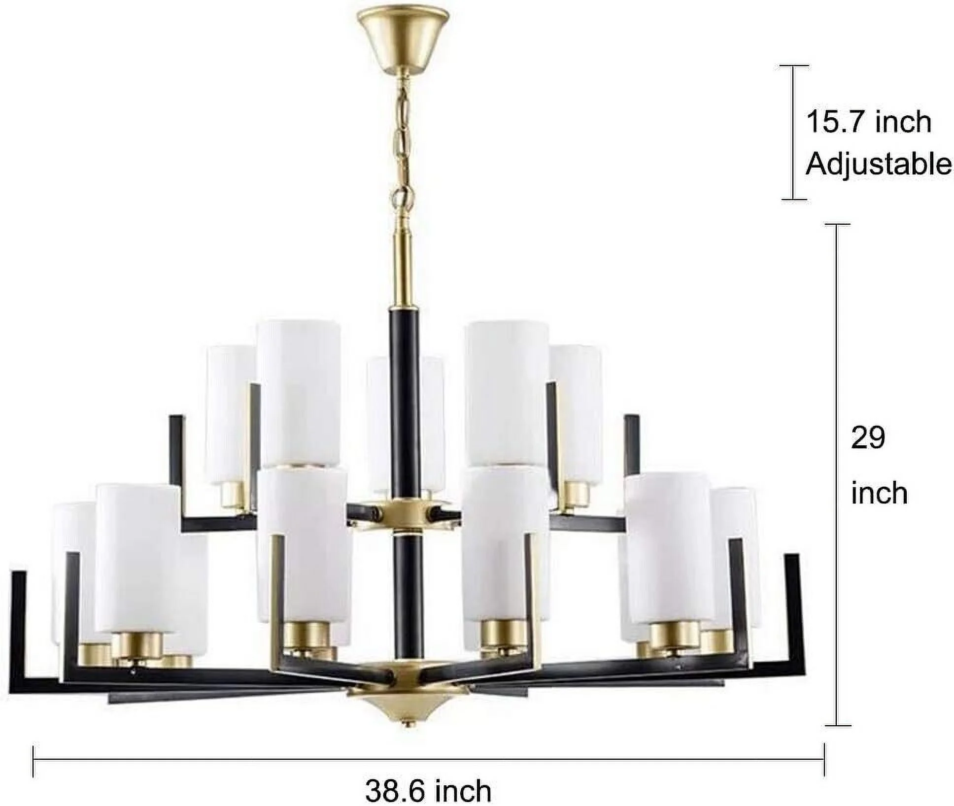 KPIBEST Chandelier for Dining Room, Modern Pendant Light Fixture Over Table with White Shade Classic Ceiling Hanging Lighting for Living Room Hallway Bedroom