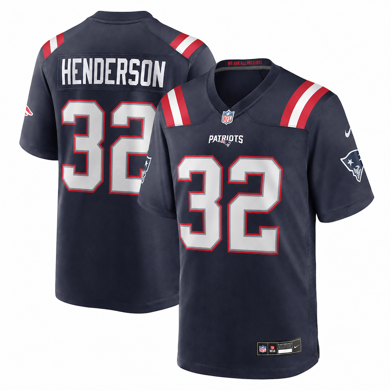 Men's New England Patriots TreVeyon Henderson Nike Navy 2025 NFL Draft Game Jersey