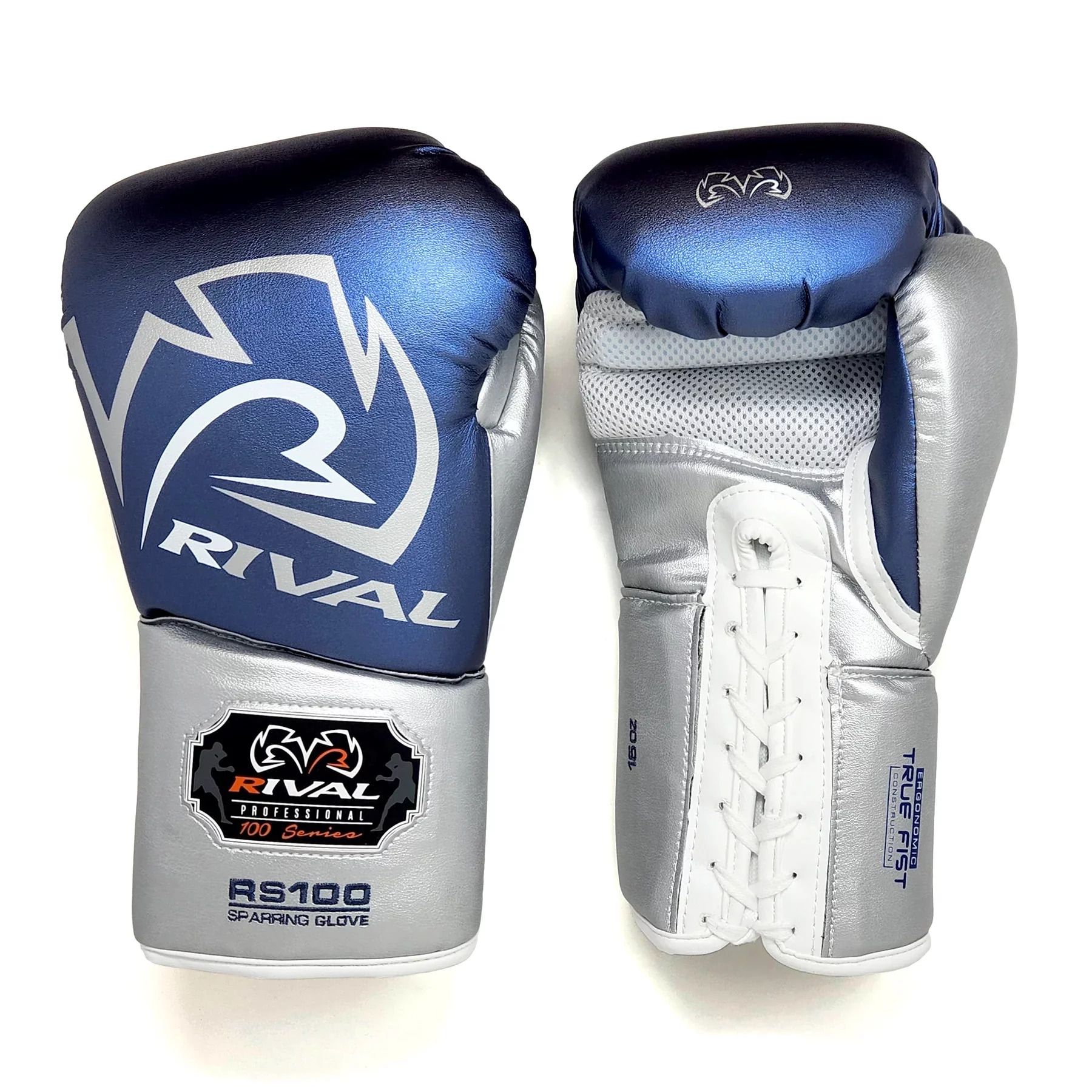 Rival Boxing RS100 Pro Sparring Boxing Gloves - 14 oz. - Blue/Silver - Curated Treasures Market
