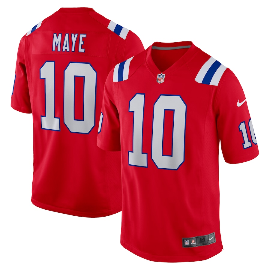 Men's New England Patriots Drake Maye Nike Red  Player Game Jersey