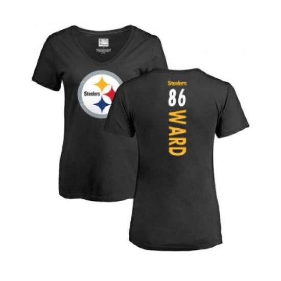 Football Women's Pittsburgh Steelers #86 Hines Ward Black Backer Slim Fit T-Shirt