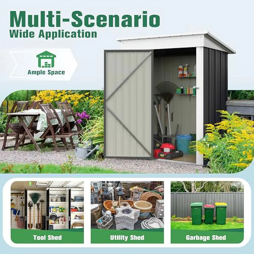 Flamaker Storage Shed Waterproof Metal Garden Shed with Lockable Door Utility Tool Shed Outdoor Storage for Backyard, Patio and Lawn (5 x 3 FT, White) - Curated Treasures Market