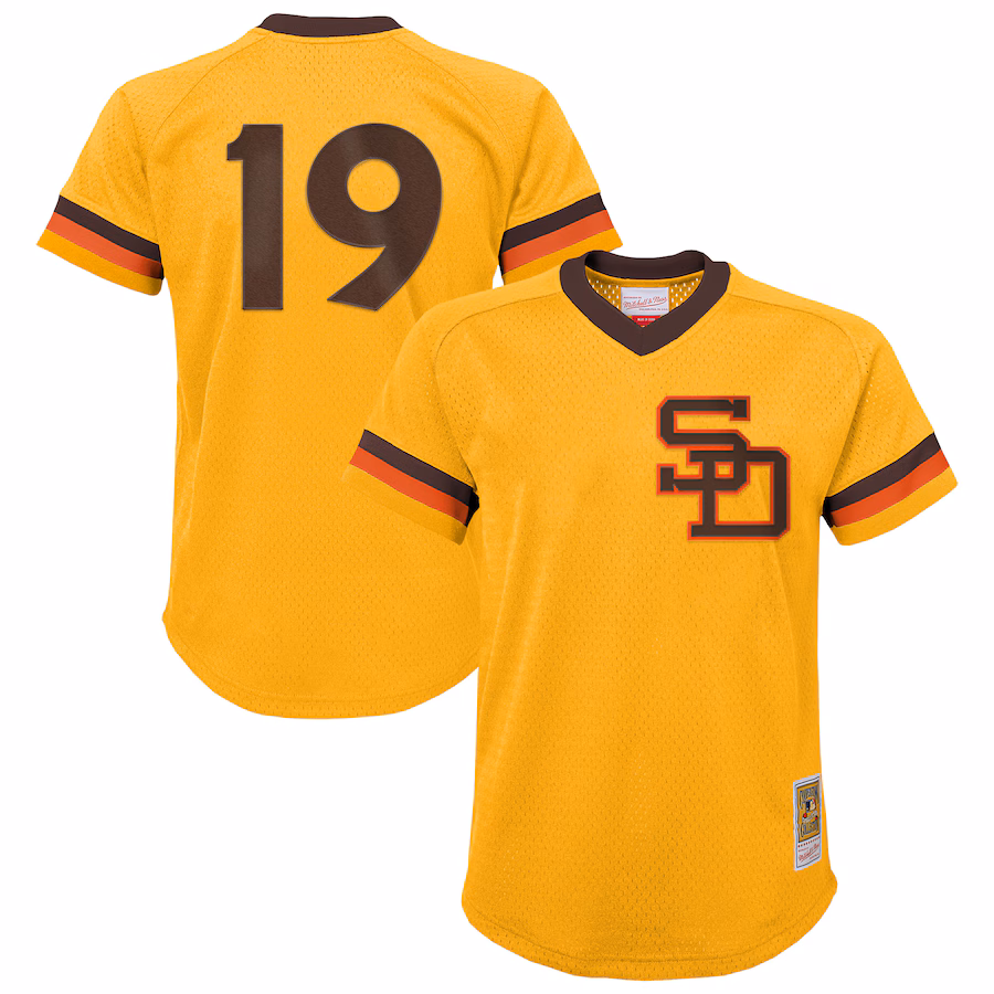 Youth San Diego Padres Tony Gwynn Mitchell & Ness Gold Cooperstown Collection Mesh Batting Practice Jersey