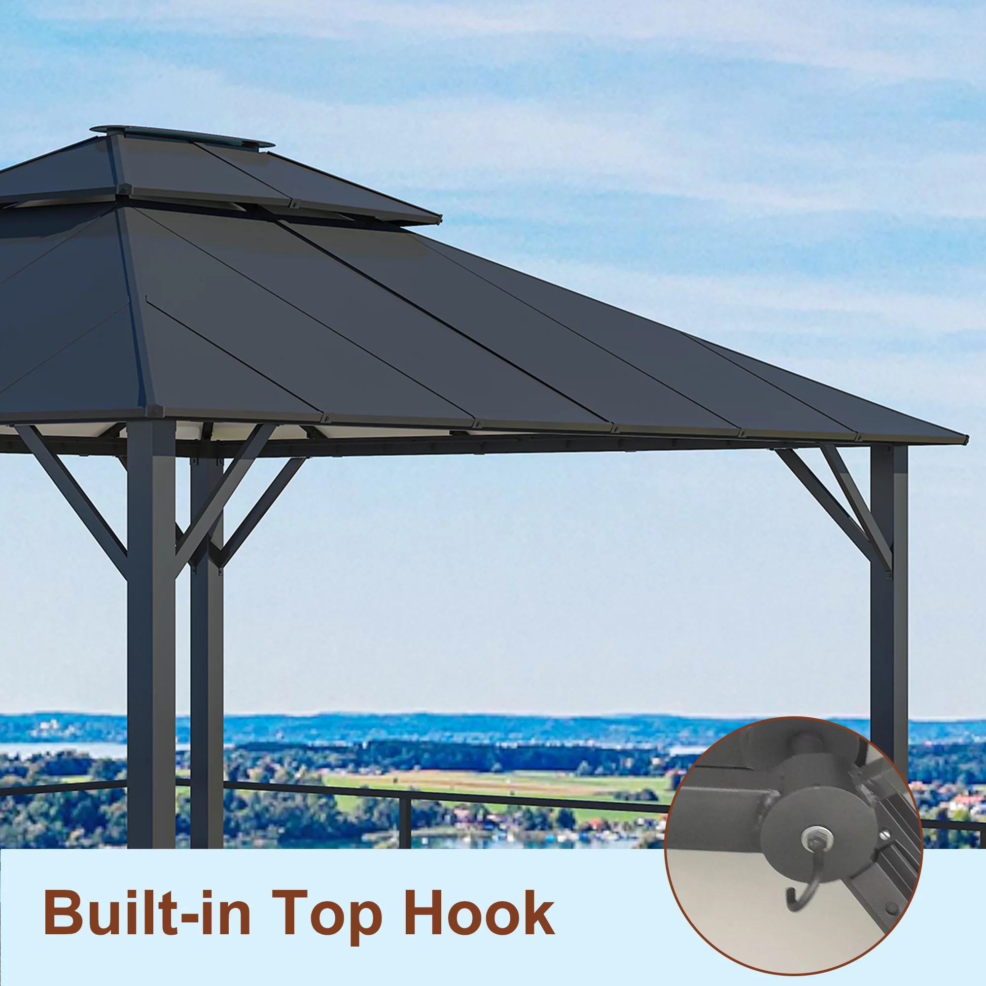 Mondawe 10'x12' Outdoor Hardtop Gazebo Insulated Aluminum Gazebo with Netting and Double Roof - Ideal Canopy Tent for Patio,Parties,Beach - Curated Treasures Market