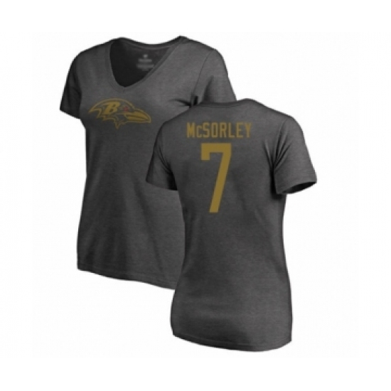 Football Women's Baltimore Ravens #7 Trace McSorley Ash One Color T-Shirt