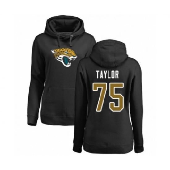 Football Women's Jacksonville Jaguars #75 Jawaan Taylor Black Name & Number Logo Pullover Hoodie