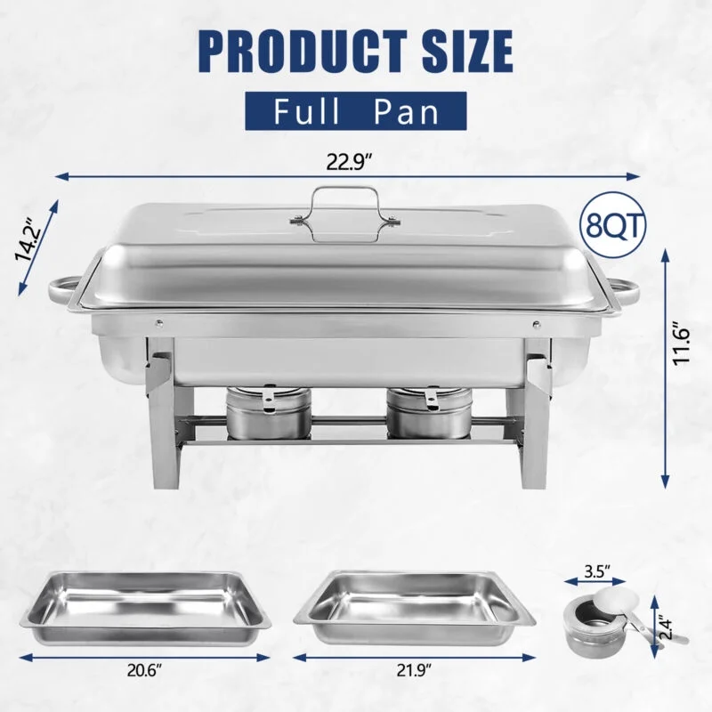 JSTUOKE Chafing Dish Set 7 Pack,5 Full Pan +2 1/3 Pan Rectangular 8QT for Catering Party Festival - Curated Treasures Market