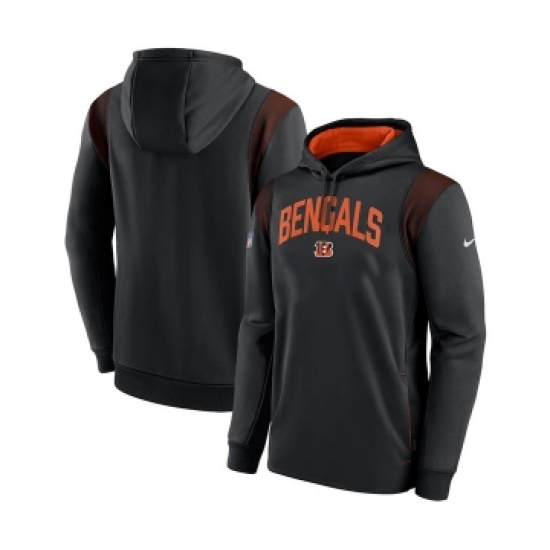 Men's Cincinnati Bengals Black Sideline Stack Performance Pullover Hoodie