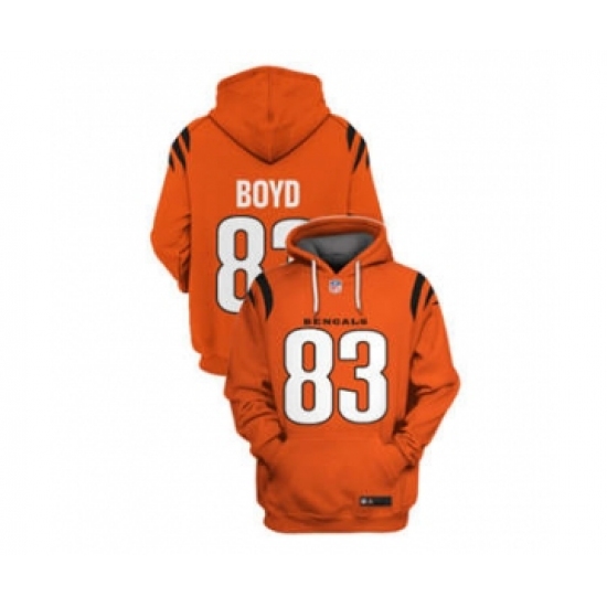 Men's Cincinnati Bengals #85 Tee Higgins 2021 Orange Pullover Football Hoodie
