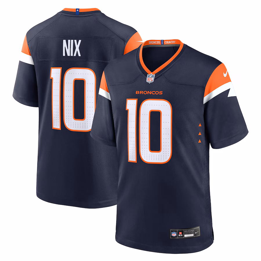 Youth Denver Broncos Bo Nix Nike Navy Alternate Game Jersey