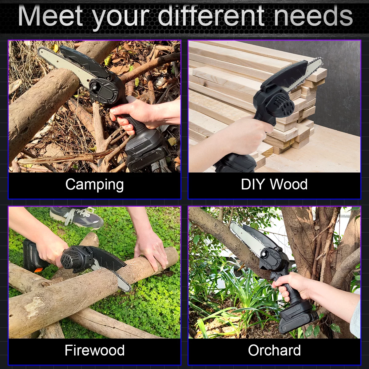 HDJ 6 inch Cordless Mini Chainsaw with 2PCS Batteries,Electric Chainsaw Portable One-Hand for Wood Cutting Tree Branch Trimming