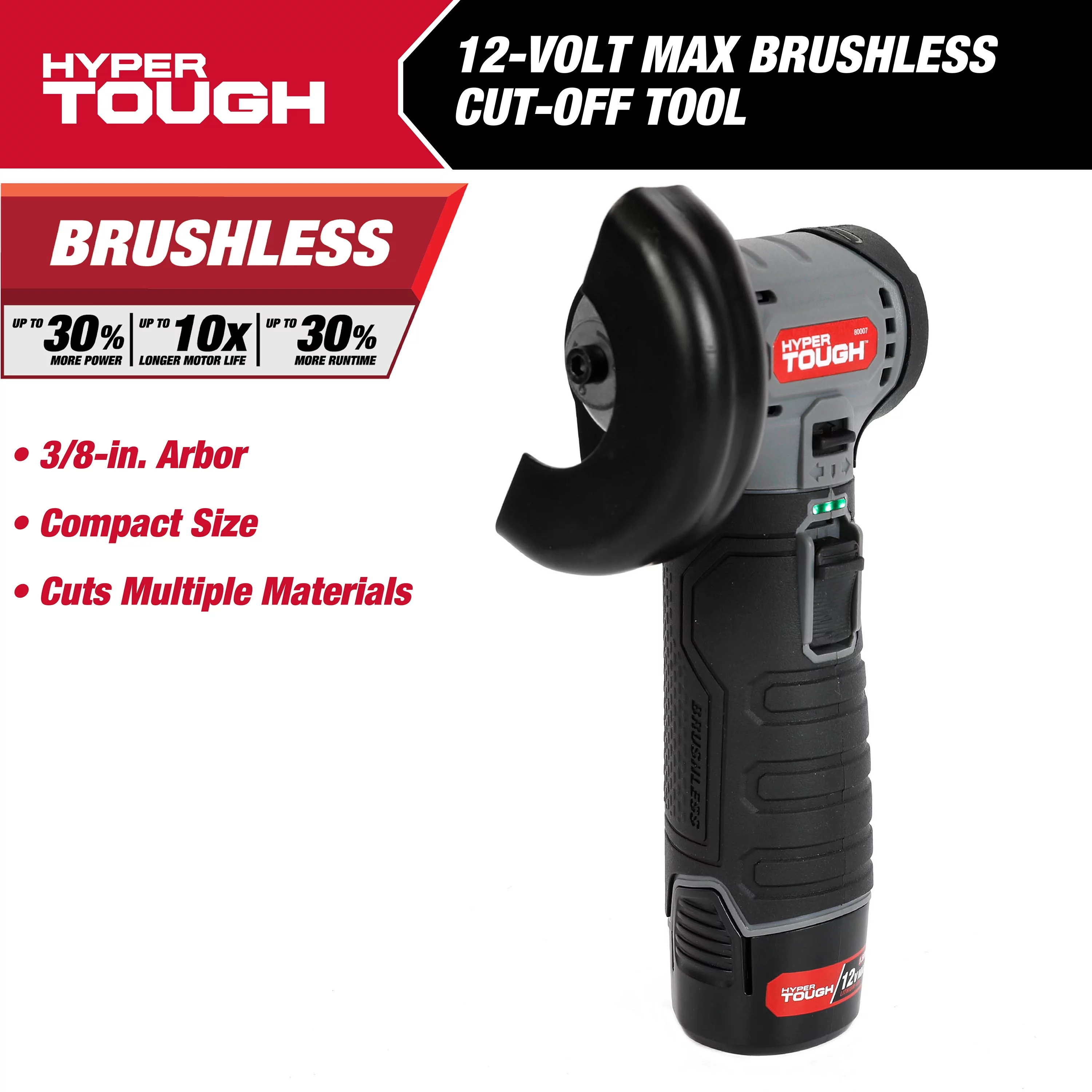 Hyper Tough 12-Volt Cordless Brushless Cut Off Tool, 80007